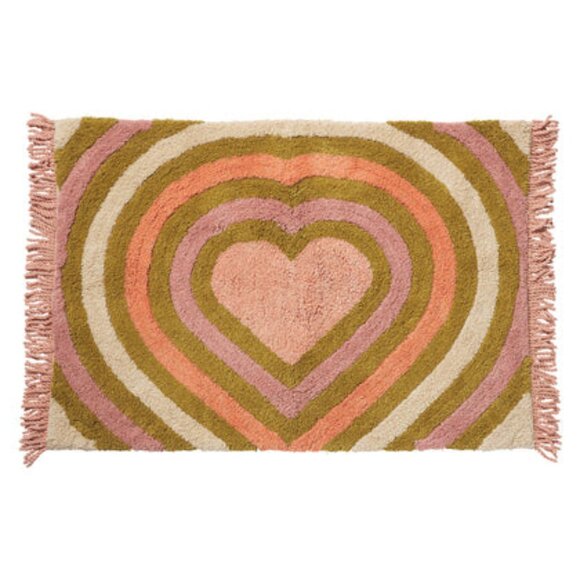 Sage and Clare Bohdi Tufted Bath Mat, Hearts, Pink - Picture 1 of 4